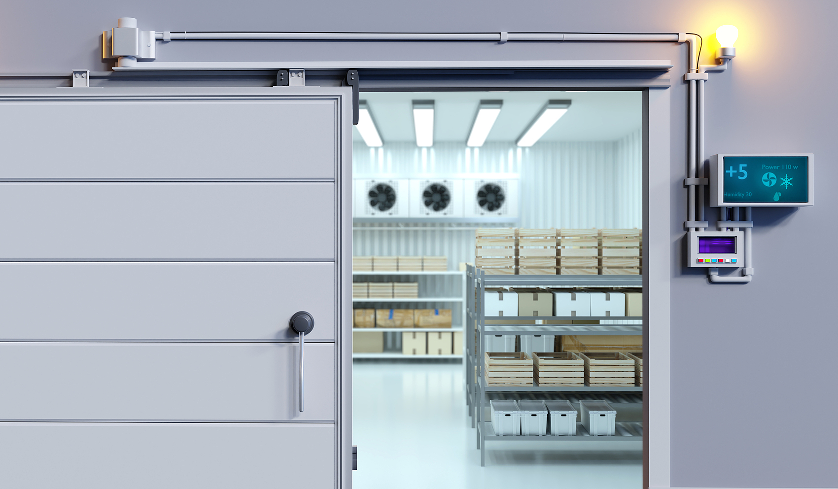 Cold Storage Insulated Sliding Door and Control Panel