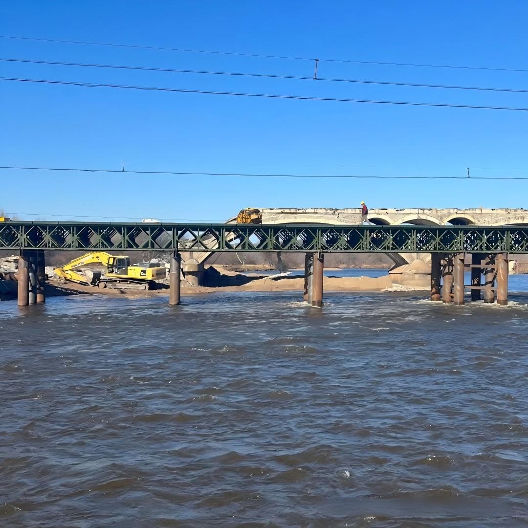 Completed galvanized steel bridge structure